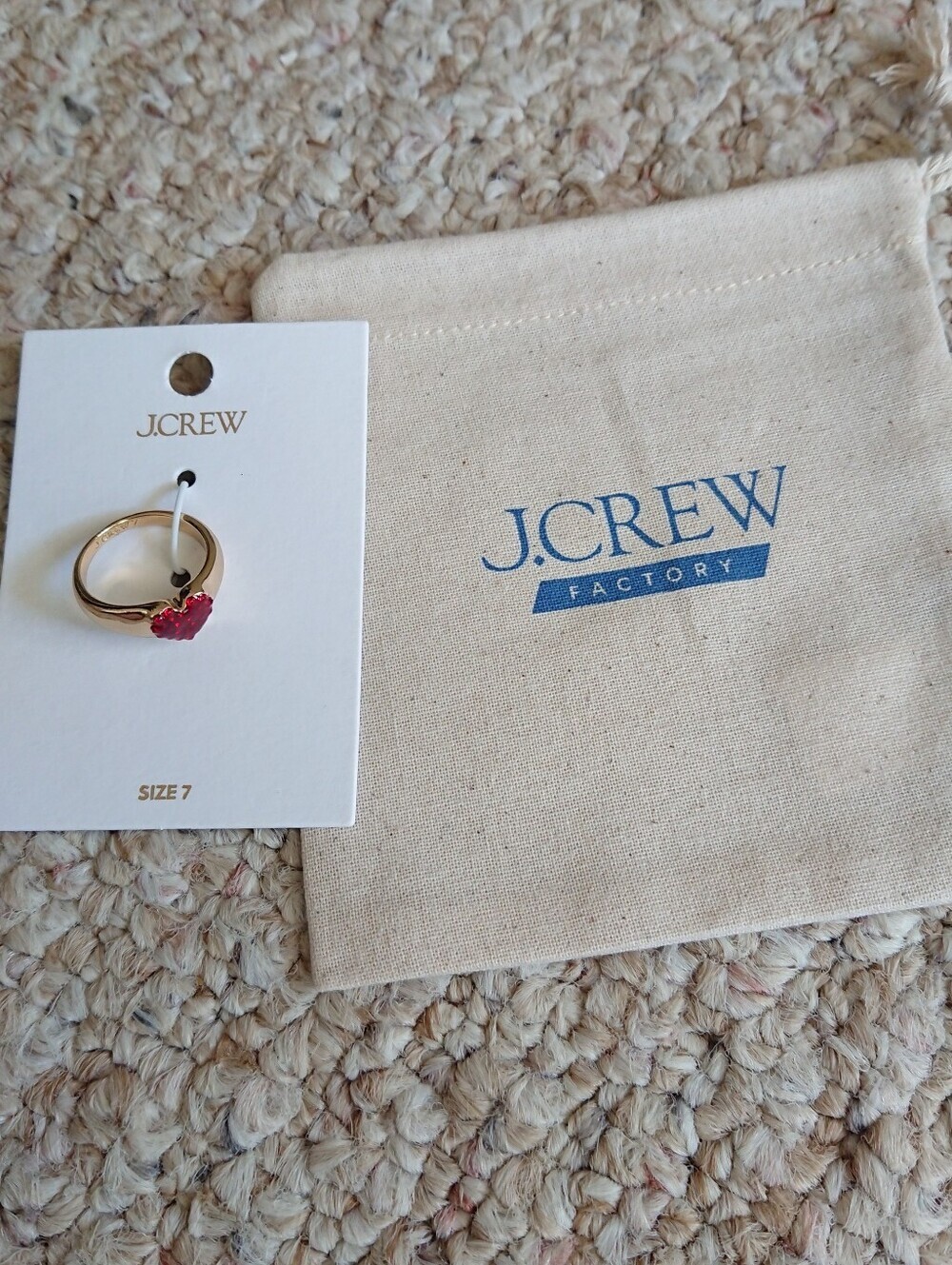 J. CREW Pavé red heart ring size 7